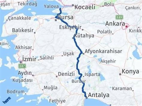 Antalya yalova kaç km
